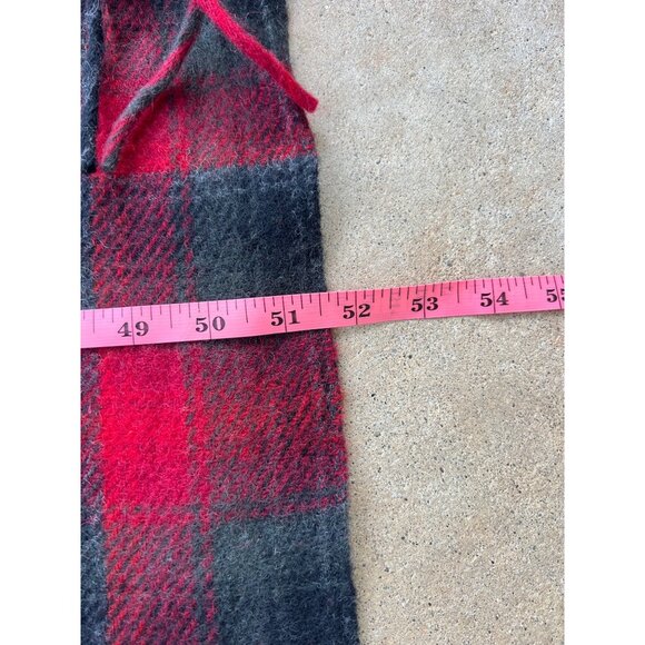 Vintage Pendleton 100% Virgin Wool Red & Black Plaid Fringe Blanket 52x72 Inches - Picture 4 of 6